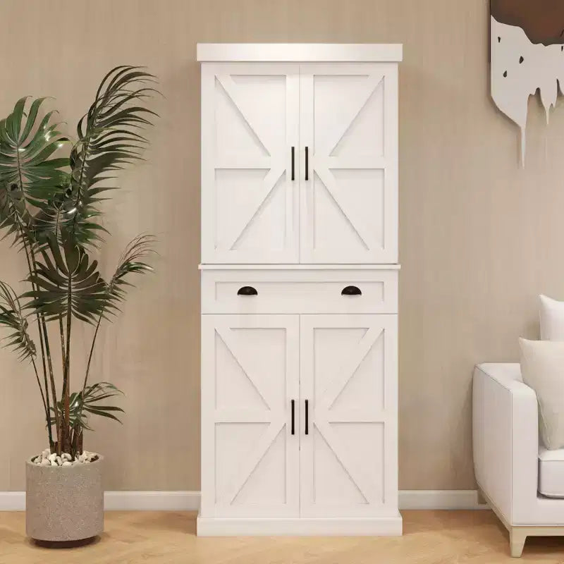 GDFStudio Alanis Modern Pantry Storage Cabinet with Drawer and Adjustable Shelves