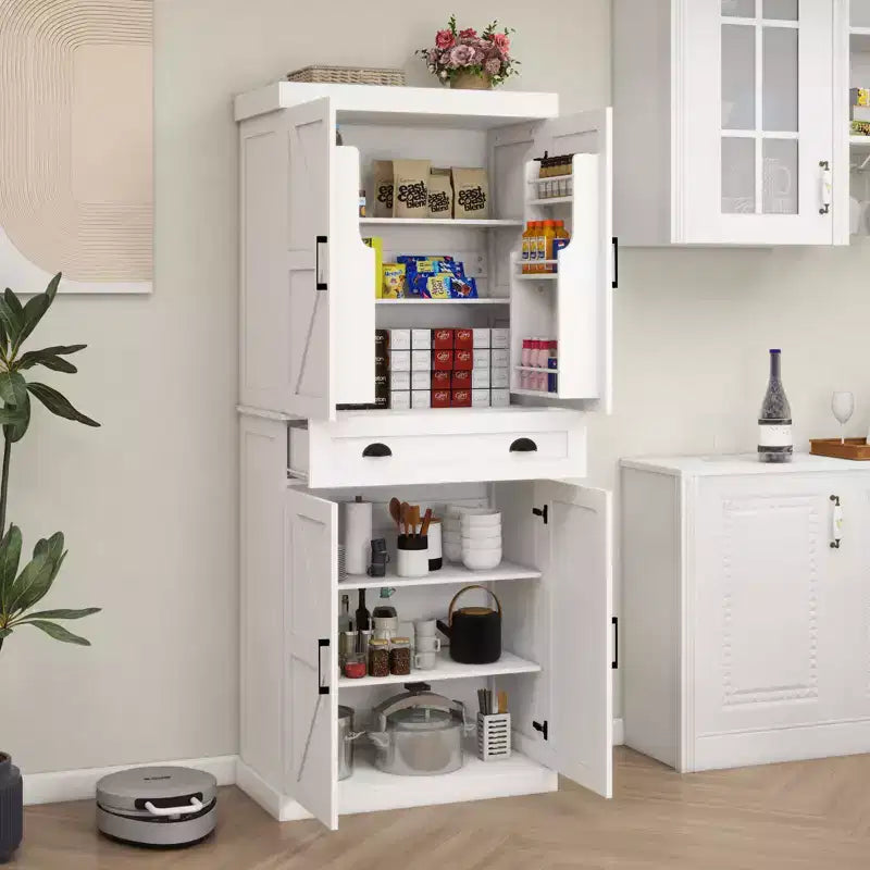 Meuble de Rangement de Cuisine Moderne GDFStudio Alanis avec Tiroir et Étagères Ajustables