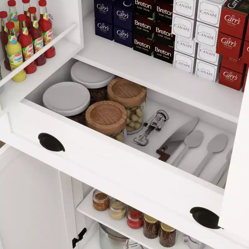Meuble de Rangement de Cuisine Moderne GDFStudio Alanis avec Tiroir et Étagères Ajustables