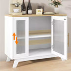 Buffet, Meuble de Rangement Buffet avec Étagères Réglables et Porte en Verre Cannelé, Bar à Café Moderne, Table pour Cuisine, Salle à Manger
