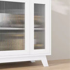 Buffet, Meuble de Rangement Buffet avec Étagères Réglables et Porte en Verre Cannelé, Bar à Café Moderne, Table pour Cuisine, Salle à Manger