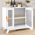 Buffet, Meuble de Rangement Buffet avec Étagères Réglables et Porte en Verre Cannelé, Bar à Café Moderne, Table pour Cuisine, Salle à Manger