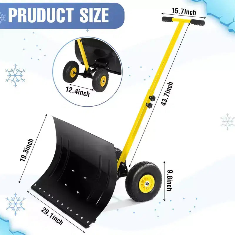 Pelle à neige robuste avec roues, pousse-neige ergonomique pour allées, angle et hauteur de poignée réglables pour un déneigement efficace