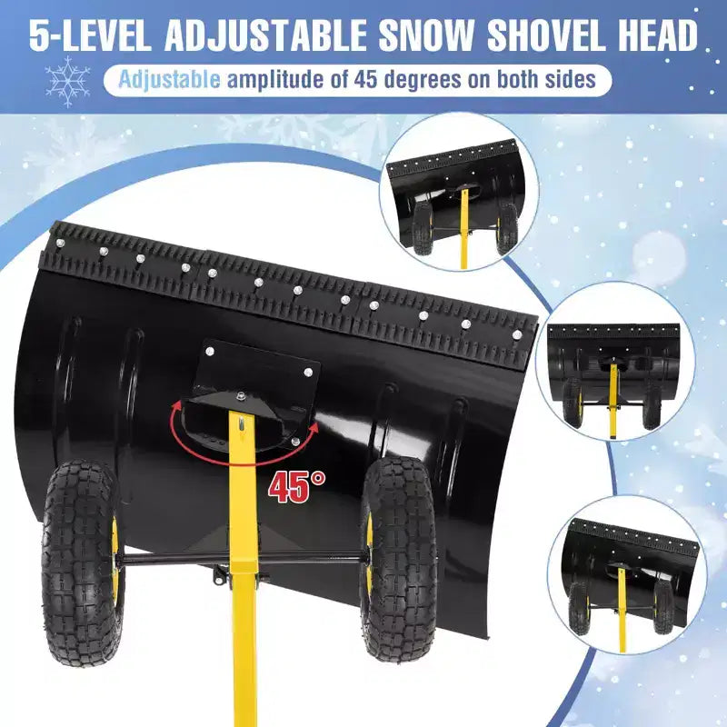Pelle à neige robuste avec roues, pousse-neige ergonomique pour allées, angle et hauteur de poignée réglables pour un déneigement efficace