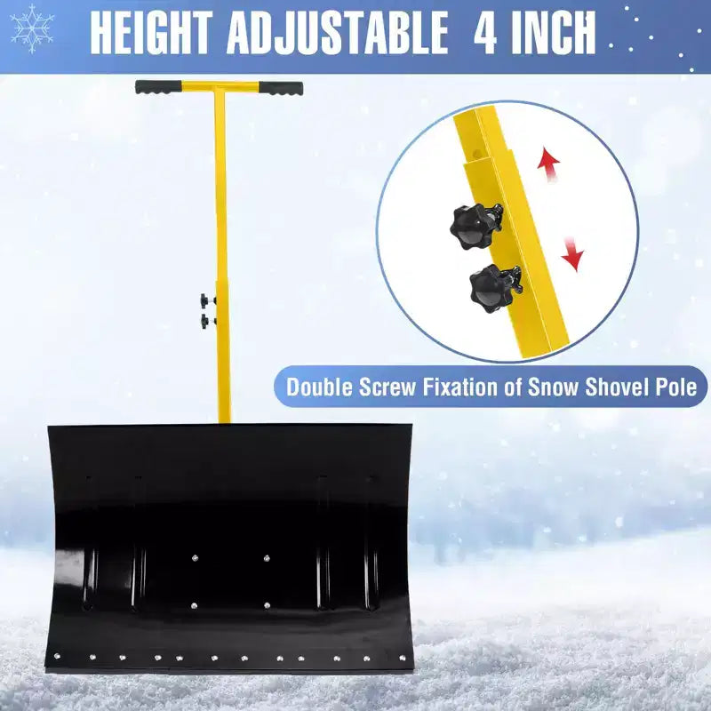 Pelle à neige robuste avec roues, pousse-neige ergonomique pour allées, angle et hauteur de poignée réglables pour un déneigement efficace