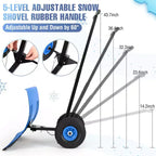 Pelle à neige robuste avec roues, pousse-neige ergonomique pour allées, angle et hauteur de poignée réglables pour un déneigement efficace