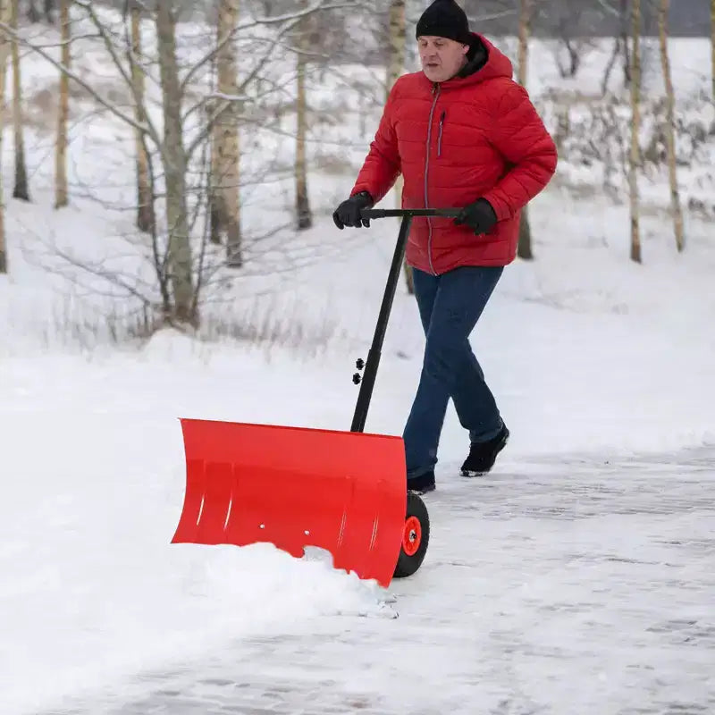 Pelle à neige robuste avec roues, pousse-neige ergonomique pour allées, angle et hauteur de poignée réglables pour un déneigement efficace