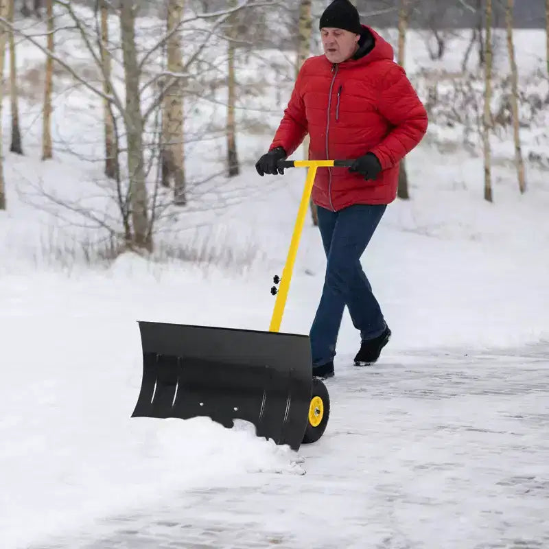 Pelle à neige robuste avec roues, pousse-neige ergonomique pour allées, angle et hauteur de poignée réglables pour un déneigement efficace