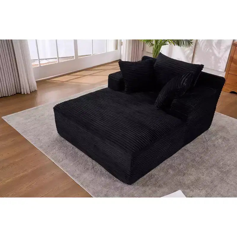 Okak Fauteuil Canapé-lit Long en Velours Côtelé Surdimensionné Moderne avec Oreillers, Canapé Simple à Assise Profonde pour Salon, Appartement, Chambre d'amis