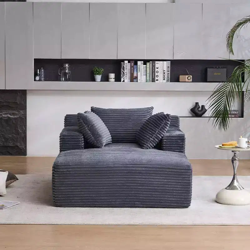 Okak Fauteuil Canapé-lit Long en Velours Côtelé Surdimensionné Moderne avec Oreillers, Canapé Simple à Assise Profonde pour Salon, Appartement, Chambre d'amis