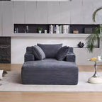 Okak Fauteuil Canapé-lit Long en Velours Côtelé Surdimensionné Moderne avec Oreillers, Canapé Simple à Assise Profonde pour Salon, Appartement, Chambre d'amis