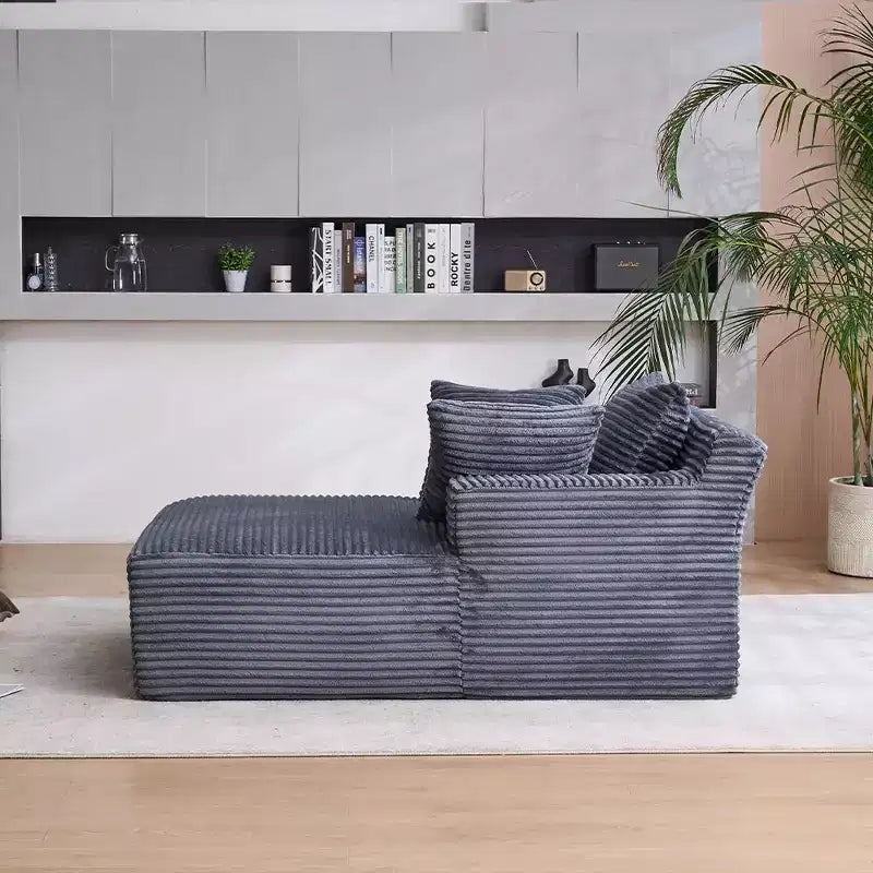 Okak Fauteuil Canapé-lit Long en Velours Côtelé Surdimensionné Moderne avec Oreillers, Canapé Simple à Assise Profonde pour Salon, Appartement, Chambre d'amis