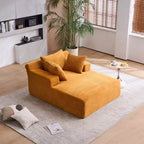 Okak Fauteuil Canapé-lit Long en Velours Côtelé Surdimensionné Moderne avec Oreillers, Canapé Simple à Assise Profonde pour Salon, Appartement, Chambre d'amis