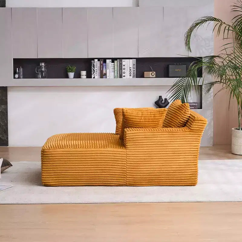 Okak Fauteuil Canapé-lit Long en Velours Côtelé Surdimensionné Moderne avec Oreillers, Canapé Simple à Assise Profonde pour Salon, Appartement, Chambre d'amis