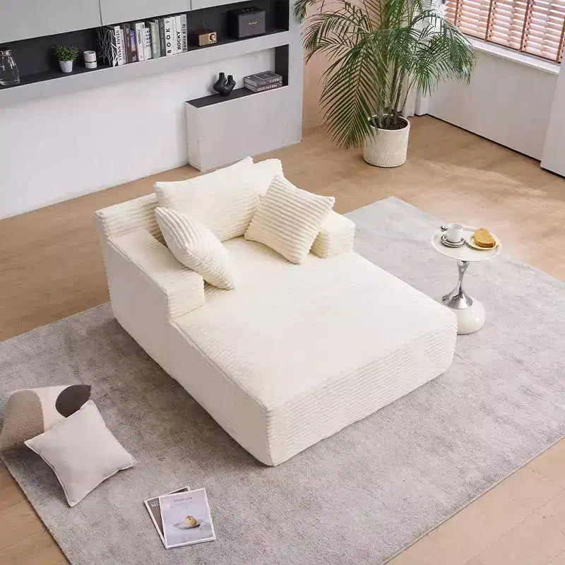 Okak Fauteuil Canapé-lit Long en Velours Côtelé Surdimensionné Moderne avec Oreillers, Canapé Simple à Assise Profonde pour Salon, Appartement, Chambre d'amis