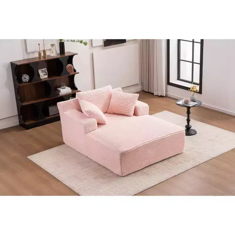 Okak Fauteuil Canapé-lit Long en Velours Côtelé Surdimensionné Moderne avec Oreillers, Canapé Simple à Assise Profonde pour Salon, Appartement, Chambre d'amis