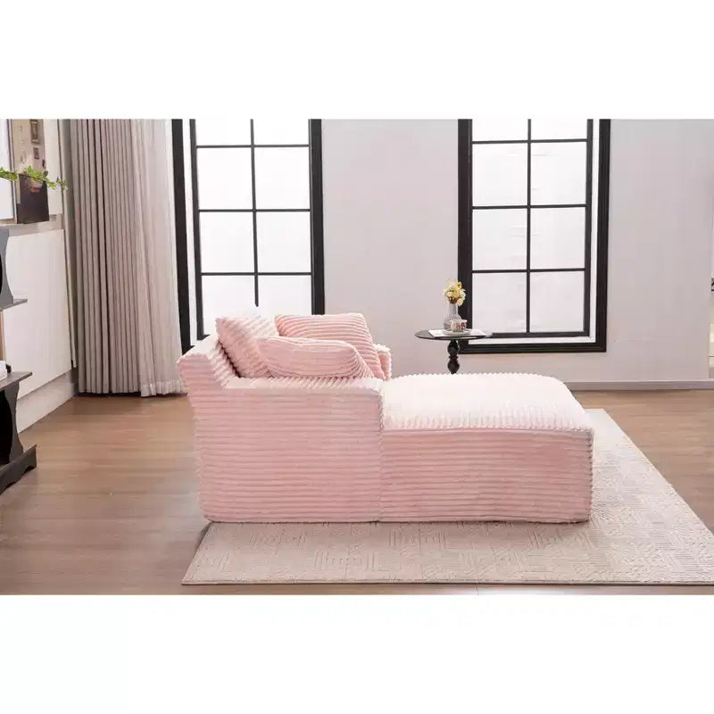 Okak Fauteuil Canapé-lit Long en Velours Côtelé Surdimensionné Moderne avec Oreillers, Canapé Simple à Assise Profonde pour Salon, Appartement, Chambre d'amis