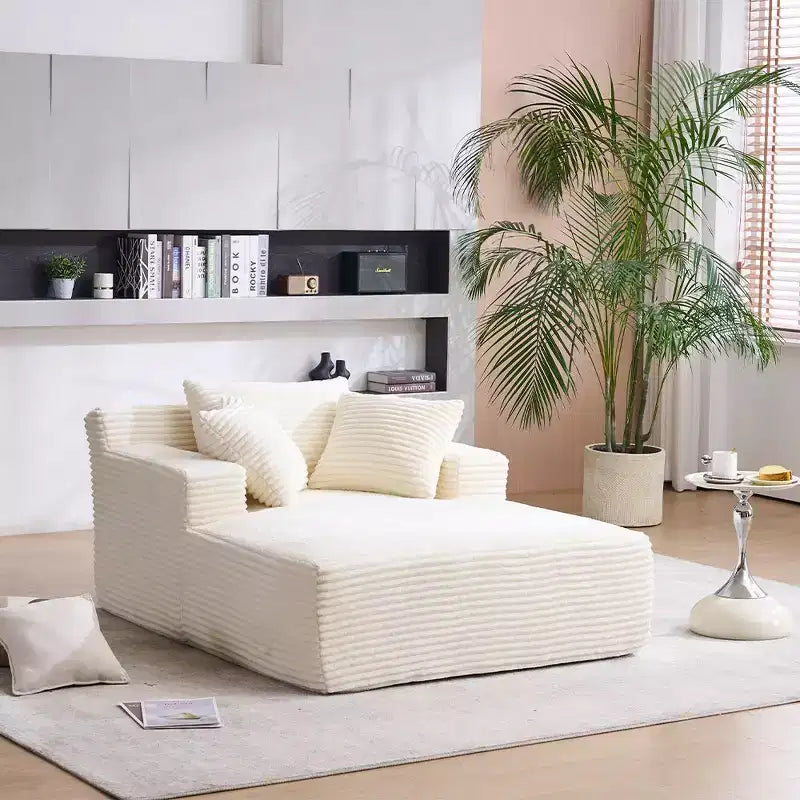 Okak Fauteuil Canapé-lit Long en Velours Côtelé Surdimensionné Moderne avec Oreillers, Canapé Simple à Assise Profonde pour Salon, Appartement, Chambre d'amis