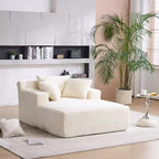 Okak Fauteuil Canapé-lit Long en Velours Côtelé Surdimensionné Moderne avec Oreillers, Canapé Simple à Assise Profonde pour Salon, Appartement, Chambre d'amis