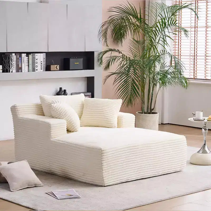 Okak Fauteuil Canapé-lit Long en Velours Côtelé Surdimensionné Moderne avec Oreillers, Canapé Simple à Assise Profonde pour Salon, Appartement, Chambre d'amis