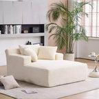 Okak Fauteuil Canapé-lit Long en Velours Côtelé Surdimensionné Moderne avec Oreillers, Canapé Simple à Assise Profonde pour Salon, Appartement, Chambre d'amis
