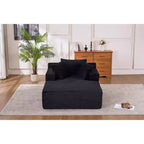 Okak Fauteuil Canapé-lit Long en Velours Côtelé Surdimensionné Moderne avec Oreillers, Canapé Simple à Assise Profonde pour Salon, Appartement, Chambre d'amis