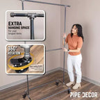 Portant double tringle Pipe Decor de 208 cm avec roulettes