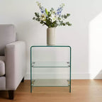 Table d'appoint HomeRoots 18 en verre transparent avec deux étagères