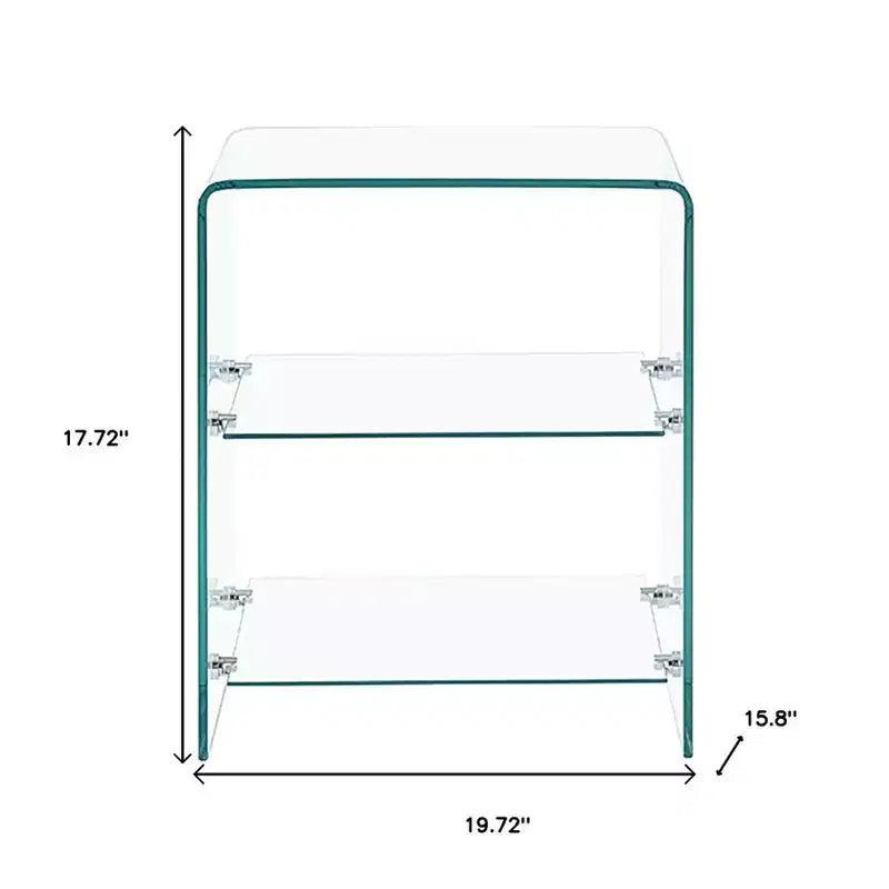 Table d'appoint HomeRoots 18 en verre transparent avec deux étagères
