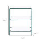 Table d'appoint HomeRoots 18 en verre transparent avec deux étagères