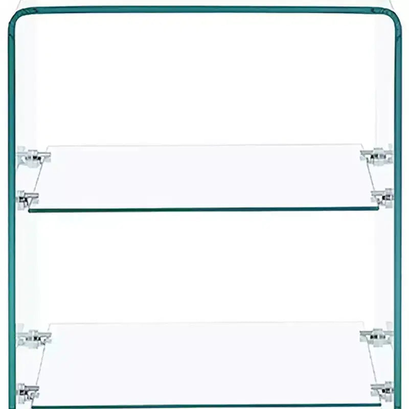 Table d'appoint HomeRoots 18 en verre transparent avec deux étagères