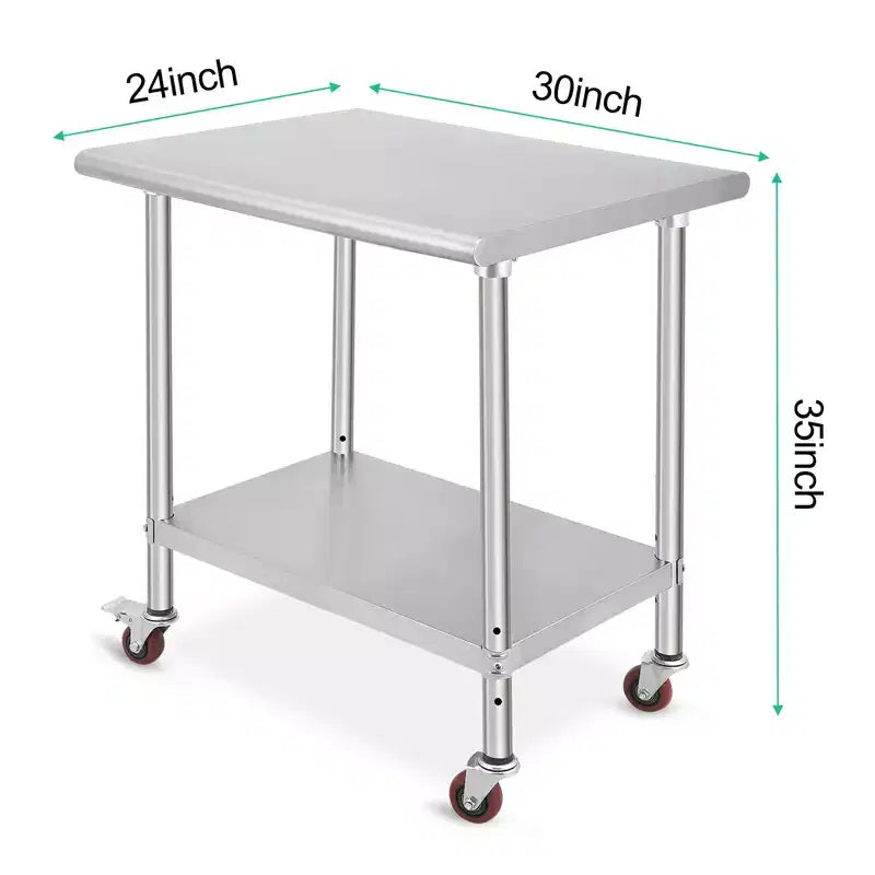 Table en acier inoxydable, table de préparation commerciale en métal robuste avec étagères ouvertes pour cuisines de restaurant, maison, hôtels, préparation des aliments