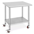 Stainless Steel Table, Heavy-Duty Metal Commercial Prep Table with Open Storage Racks for Restaurant Kitchens, Home, Hotels, Food Preparation
