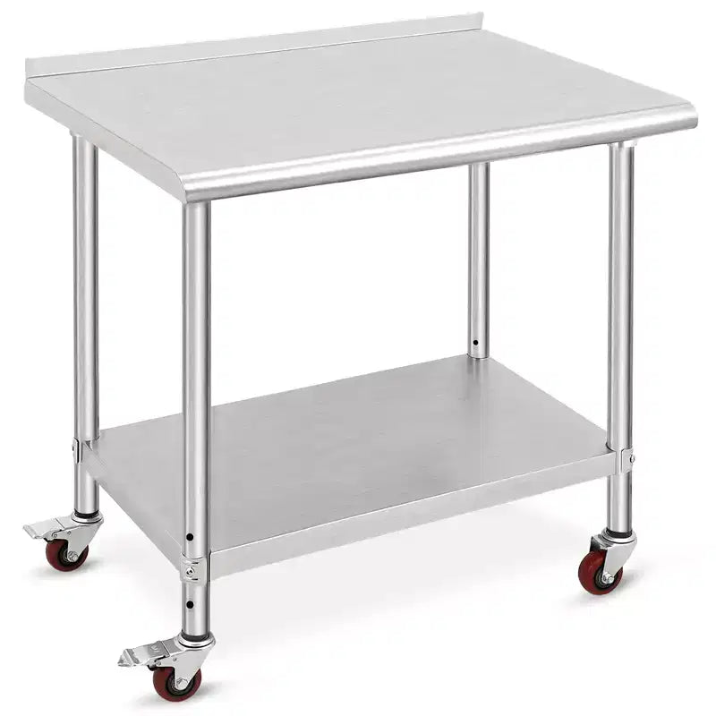 Table en acier inoxydable, table de préparation commerciale en métal robuste avec étagères ouvertes pour cuisines de restaurant, maison, hôtels, préparation des aliments