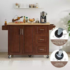 Îlot de cuisine moderne avec abattant, chariot de cuisine roulant avec 3 tiroirs, meuble de rangement, étagère tour