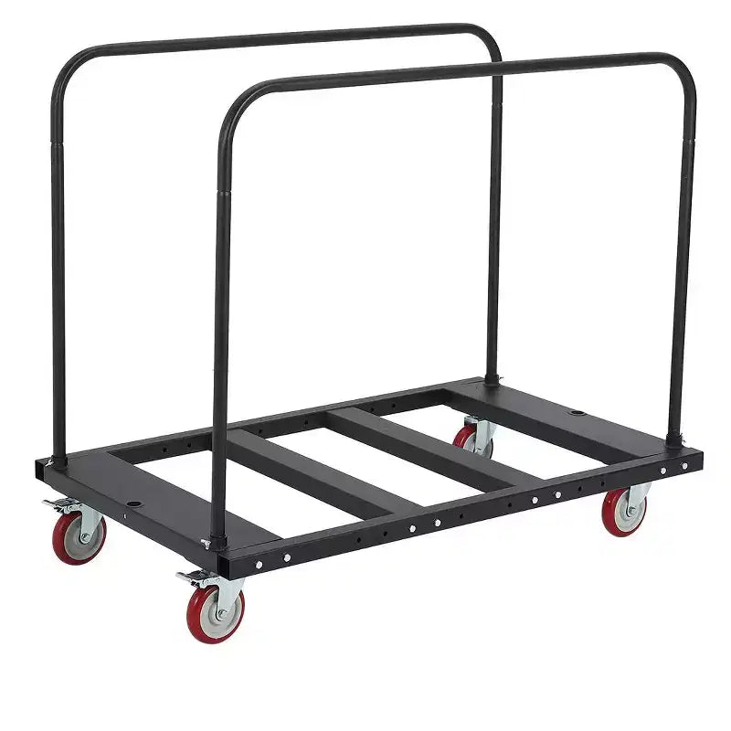 Folding Table Cart, 1800 lb Capacity Steel Cart with 5 Inch PU Swivel Wheels, Adjustable Drywall Cart with Locking System for Kitchen, Warehouse