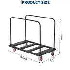 Chariot pour table pliante, chariot en acier de 1800 lb avec roues pivotantes en PU de 5 pouces, chariot à panneaux de gypse réglable avec système de verrouillage pour cuisine, entrepôt