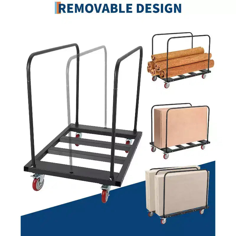 Chariot pour table pliante, chariot en acier de 1800 lb avec roues pivotantes en PU de 5 pouces, chariot à panneaux de gypse réglable avec système de verrouillage pour cuisine, entrepôt