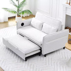MAYEERTY Canapé convertible multifonctionnel en tissu rayé beige à lettres pour chambre et salon