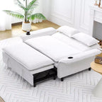 MAYEERTY Canapé convertible multifonctionnel en tissu rayé beige à lettres pour chambre et salon