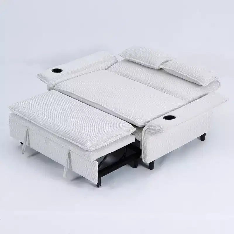 MAYEERTY Canapé convertible multifonctionnel en tissu rayé beige à lettres pour chambre et salon