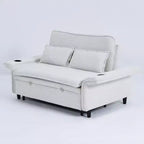 MAYEERTY Canapé convertible multifonctionnel en tissu rayé beige à lettres pour chambre et salon