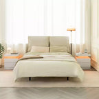 Table de chevet avec lumières, bout de canapé, meuble de rangement moderne avec 2 tiroirs pour chambre à coucher (Blanc)