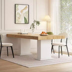 Famapy Multi-scènes Table en Bois Salle à Manger/Bureau : Design à Double Colonne, Surface Spacieuse Parfaite pour le Bureau et la Salle à Manger