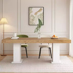 Famapy Multi-scènes Table en Bois Salle à Manger/Bureau : Design à Double Colonne, Surface Spacieuse Parfaite pour le Bureau et la Salle à Manger