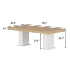 Famapy Multi-scènes Table en Bois Salle à Manger/Bureau : Design à Double Colonne, Surface Spacieuse Parfaite pour le Bureau et la Salle à Manger