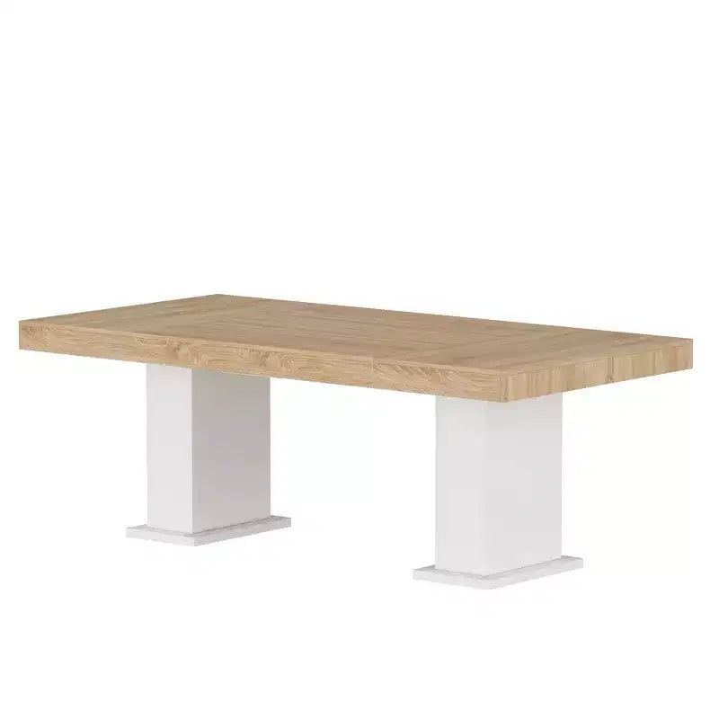 Famapy Multi-scènes Table en Bois Salle à Manger/Bureau : Design à Double Colonne, Surface Spacieuse Parfaite pour le Bureau et la Salle à Manger