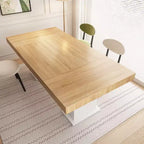 Famapy Multi-scènes Table en Bois Salle à Manger/Bureau : Design à Double Colonne, Surface Spacieuse Parfaite pour le Bureau et la Salle à Manger