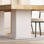 Famapy Multi-scènes Table en Bois Salle à Manger/Bureau : Design à Double Colonne, Surface Spacieuse Parfaite pour le Bureau et la Salle à Manger
