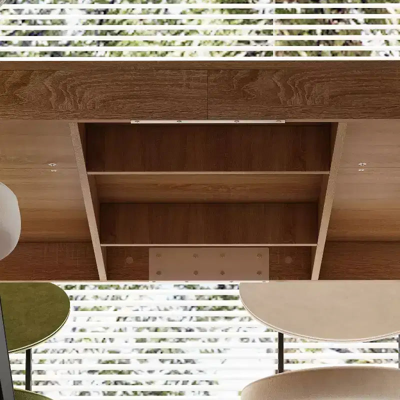 Famapy Multi-scènes Table en Bois Salle à Manger/Bureau : Design à Double Colonne, Surface Spacieuse Parfaite pour le Bureau et la Salle à Manger